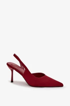 Hot Boto Szpilki Z Odkrytymi Piętami Bordowe Lenira Czerwony