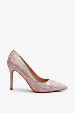 Hot Boto Szpilki Zdobione Brokatem Champagne Klonisa