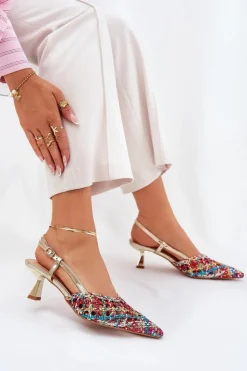 Damskie Boto Szpilki Ze Szpiczastym Noskiem I Odkrytą Piętą Multikolor Umirana