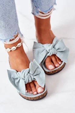 Damskie Boto Sztruksowe Klapki Na Korku Miętowe Summertime