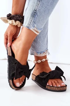 Boto Klapki Korkowe|Klapki Damskie Klasyczne*Sztruksowe Klapki Na Korku Czarne Summertime