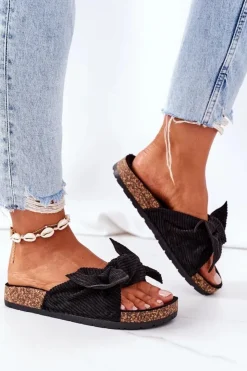 Boto Klapki Korkowe|Klapki Damskie Klasyczne*Sztruksowe Klapki Na Korku Czarne Summertime