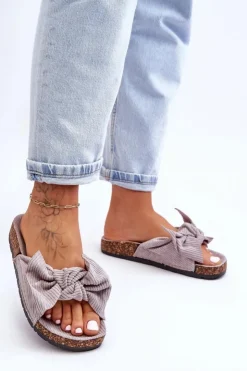 Boto Klapki Korkowe|Klapki Na Platformie*Sztruksowe Klapki Na Korku Szare Summertime