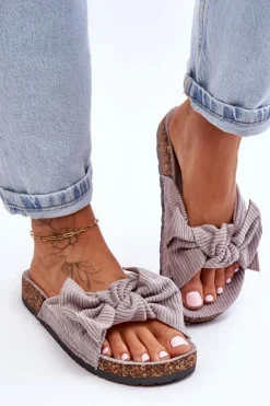 Boto Klapki Korkowe|Klapki Na Platformie*Sztruksowe Klapki Na Korku Szare Summertime