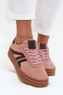 Damskie Boto Sztruksowe Sneakersy Damskie Na Platformie Różowe Skye