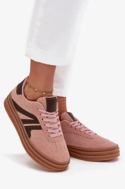 Damskie Boto Sztruksowe Sneakersy Damskie Na Platformie Różowe Skye