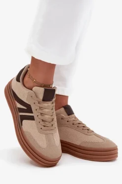 Damskie Boto Sztruksowe Sneakersy Damskie Na Platformie Beżowe Corynelle