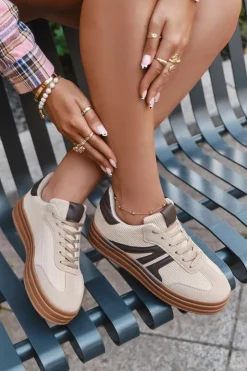 Damskie Boto Sztruksowe Sneakersy Damskie Na Platformie Beżowe Corynelle
