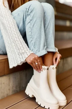 Boto Brązowe I Beżowe Botki|Botki Płaskie*Sztyblety Botki Damskie Skórzane Z Ozdobami Jasnobeżowe Lobb