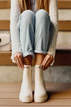 Boto Brązowe I Beżowe Botki|Botki Płaskie*Sztyblety Botki Damskie Skórzane Z Ozdobami Jasnobeżowe Lobb