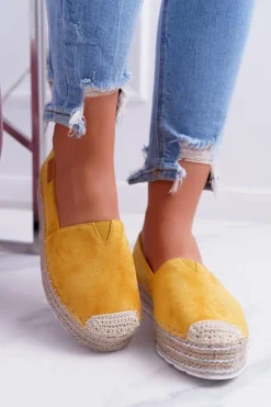 Damskie Boto Żółte Wsuwane Zamszowe Espadryle Mariako