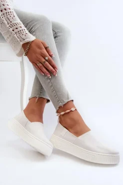 Best Big Star Shoes Tenisówki Damskie Na Platformie NN276006 Memory Foam System Białe