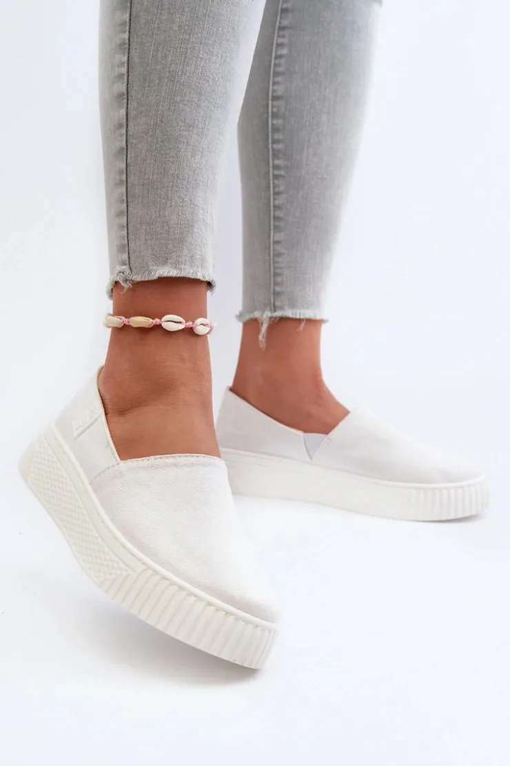 Best Big Star Shoes Tenisówki Damskie Na Platformie NN276006 Memory Foam System Białe