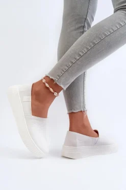 Best Big Star Shoes Tenisówki Damskie Na Platformie NN276006 Memory Foam System Białe