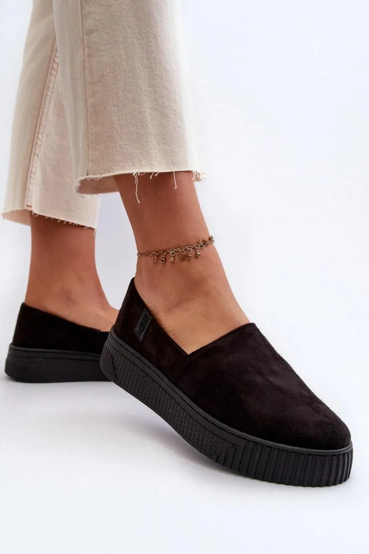 Big Star Shoes Trampki Damskie Slip-On|Trampki Damskie Big Star*Tenisówki Damskie Na Platformie NN276010 Memory Foam System Czarne