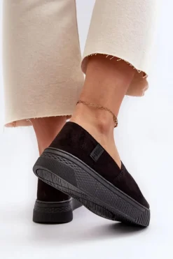 Big Star Shoes Trampki Damskie Slip-On|Trampki Damskie Big Star*Tenisówki Damskie Na Platformie NN276010 Memory Foam System Czarne