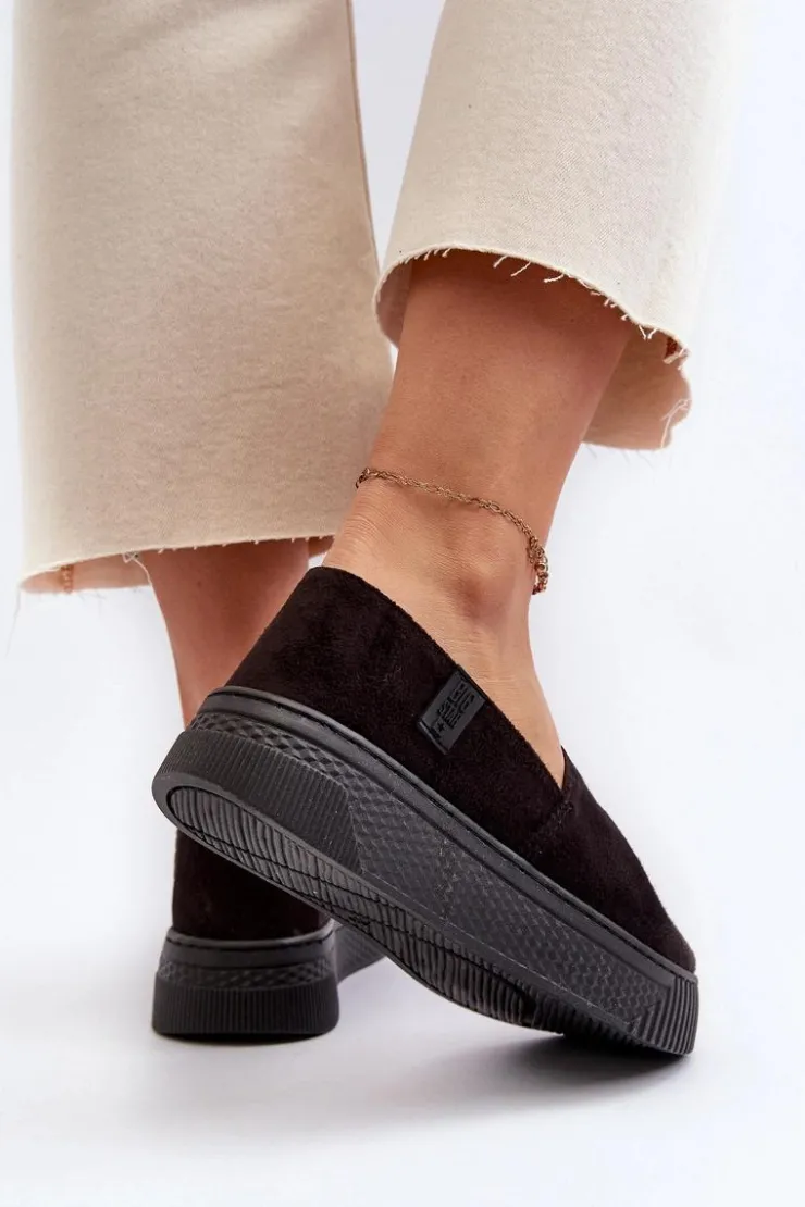 Big Star Shoes Trampki Damskie Slip-On|Trampki Damskie Big Star*Tenisówki Damskie Na Platformie NN276010 Memory Foam System Czarne