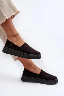 Big Star Shoes Trampki Damskie Slip-On|Trampki Damskie Big Star*Tenisówki Damskie Na Platformie NN276010 Memory Foam System Czarne