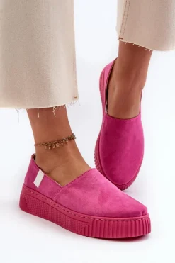 Big Star Shoes Trampki Damskie Slip-On|Trampki Damskie Big Star*Tenisówki Damskie Na Platformie NN276009 Memory Foam System Fuksja