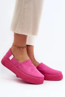 Big Star Shoes Trampki Damskie Slip-On|Trampki Damskie Big Star*Tenisówki Damskie Na Platformie NN276009 Memory Foam System Fuksja