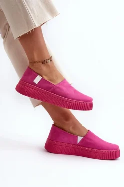 Big Star Shoes Trampki Damskie Slip-On|Trampki Damskie Big Star*Tenisówki Damskie Na Platformie NN276009 Memory Foam System Fuksja