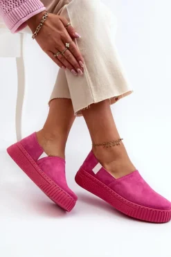 Big Star Shoes Trampki Damskie Slip-On|Trampki Damskie Big Star*Tenisówki Damskie Na Platformie NN276009 Memory Foam System Fuksja