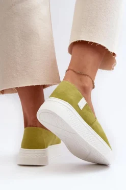 Damskie Big Star Shoes Tenisówki Damskie Na Platformie NN276008 Memory Foam System Limonkowe