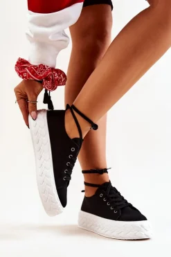 Clearance Boto Tenisówki Na Masywnej Platformie Czarno-Białe Suzane