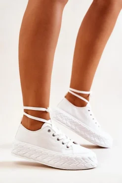 Clearance Boto Tenisówki Na Masywnej Platformie Białe Suzane