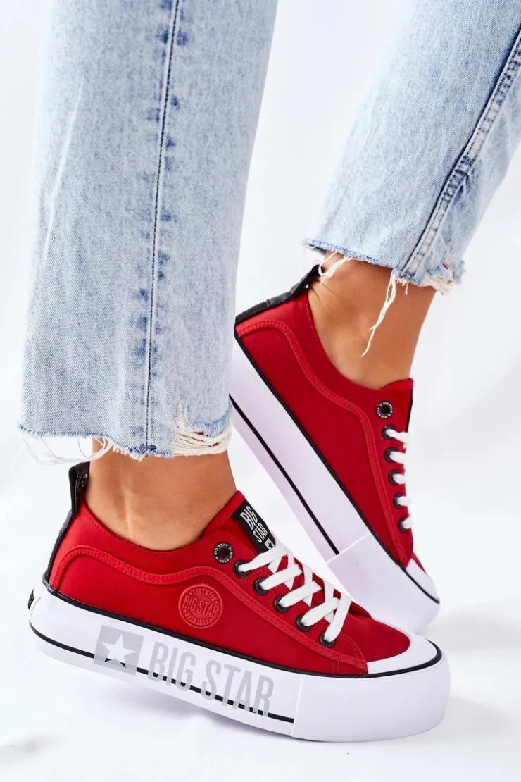 Damskie Big Star Shoes Tenisówki Na Platformie BIG STAR II274025 Czerwone