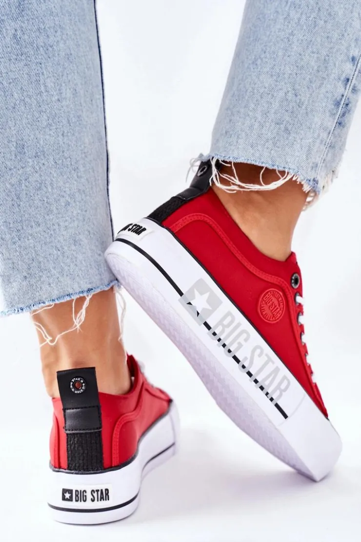 Damskie Big Star Shoes Tenisówki Na Platformie BIG STAR II274025 Czerwone