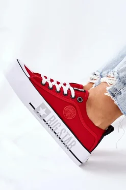 Damskie Big Star Shoes Tenisówki Na Platformie BIG STAR II274025 Czerwone