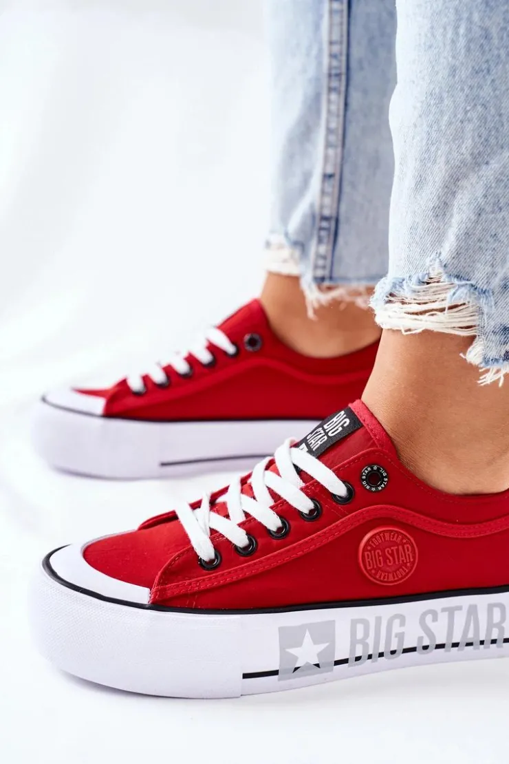 Damskie Big Star Shoes Tenisówki Na Platformie BIG STAR II274025 Czerwone