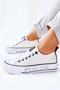 Big Star Shoes Trampki Damskie Big Star|Trampki Damskie Niskie*Tenisówki Na Platformie BIG STAR II274021 Białe