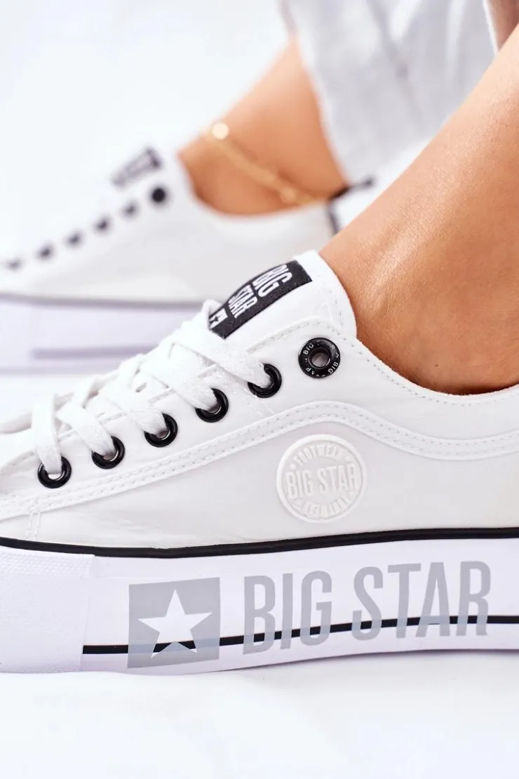 Big Star Shoes Trampki Damskie Big Star|Trampki Damskie Niskie*Tenisówki Na Platformie BIG STAR II274021 Białe
