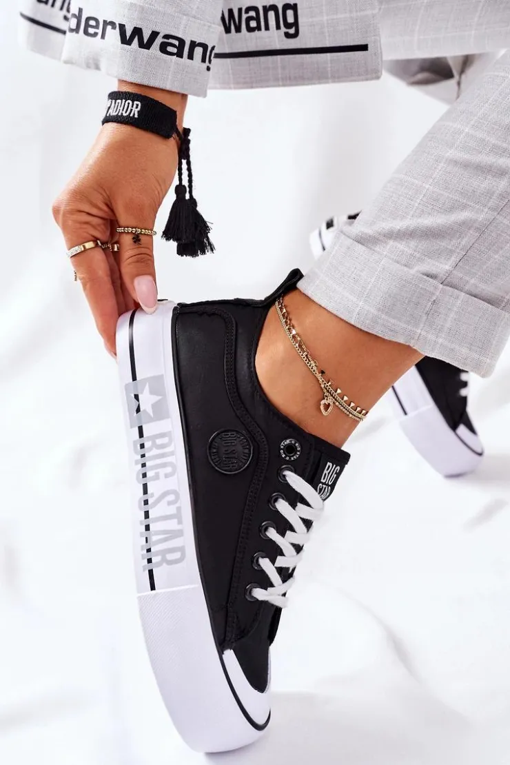 Damskie Big Star Shoes Tenisówki Na Platformie BIG STAR II274019 Czarne