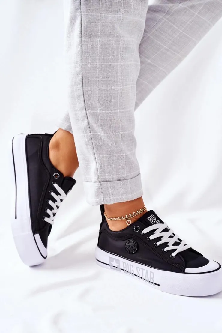Damskie Big Star Shoes Tenisówki Na Platformie BIG STAR II274019 Czarne