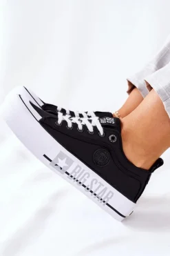 Damskie Big Star Shoes Tenisówki Na Platformie BIG STAR II274019 Czarne