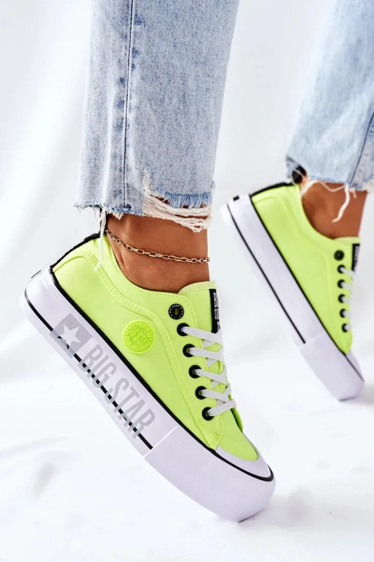 Best Big Star Shoes Tenisówki Na Platformie BIG STAR II274022 Neonowe Żółte