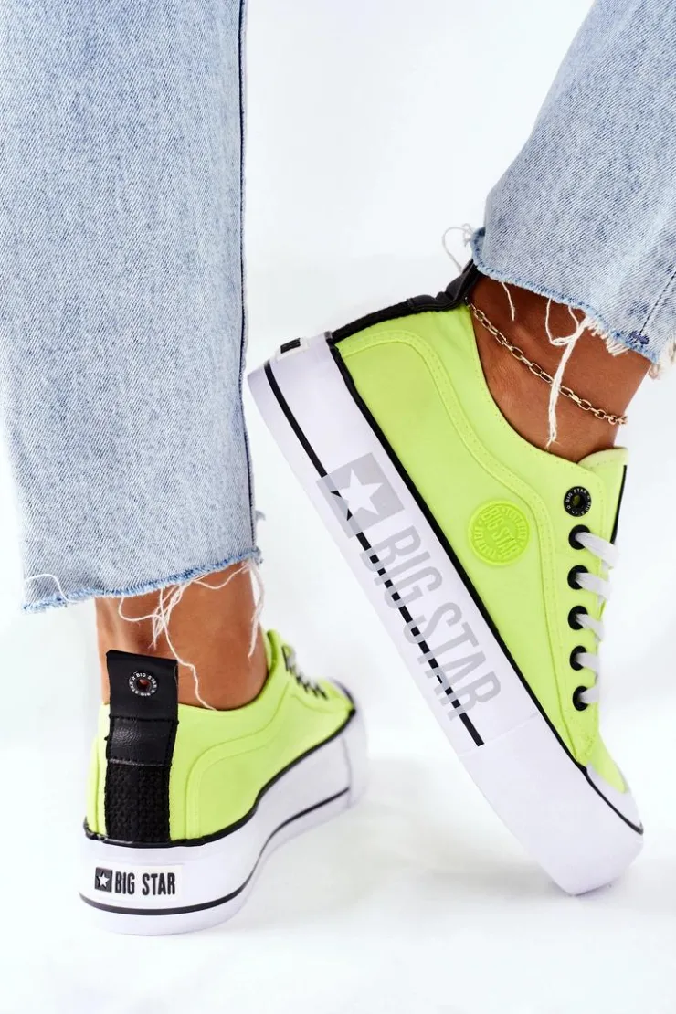 Best Big Star Shoes Tenisówki Na Platformie BIG STAR II274022 Neonowe Żółte