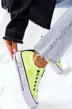Best Big Star Shoes Tenisówki Na Platformie BIG STAR II274022 Neonowe Żółte