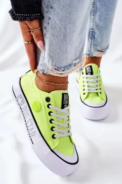 Best Big Star Shoes Tenisówki Na Platformie BIG STAR II274022 Neonowe Żółte