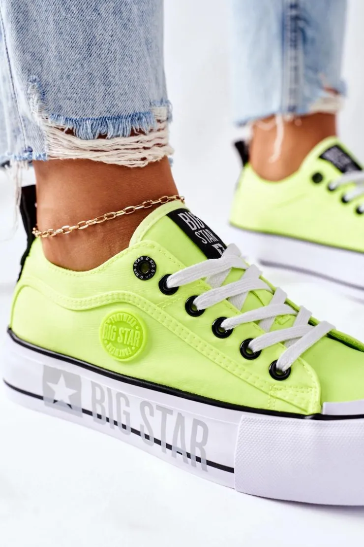 Best Big Star Shoes Tenisówki Na Platformie BIG STAR II274022 Neonowe Żółte