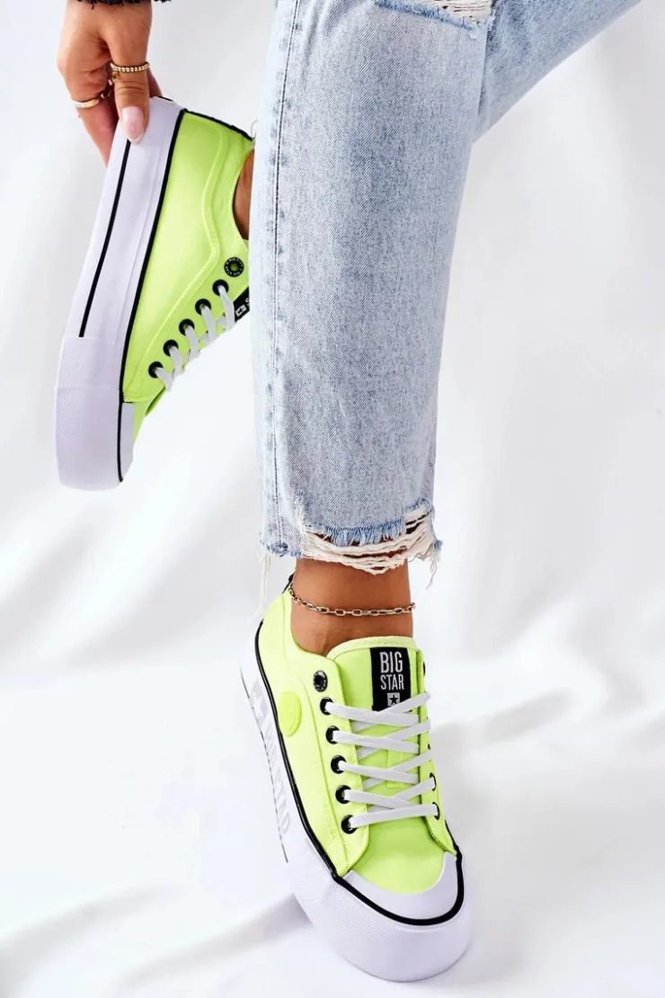 Best Big Star Shoes Tenisówki Na Platformie BIG STAR II274022 Neonowe Żółte