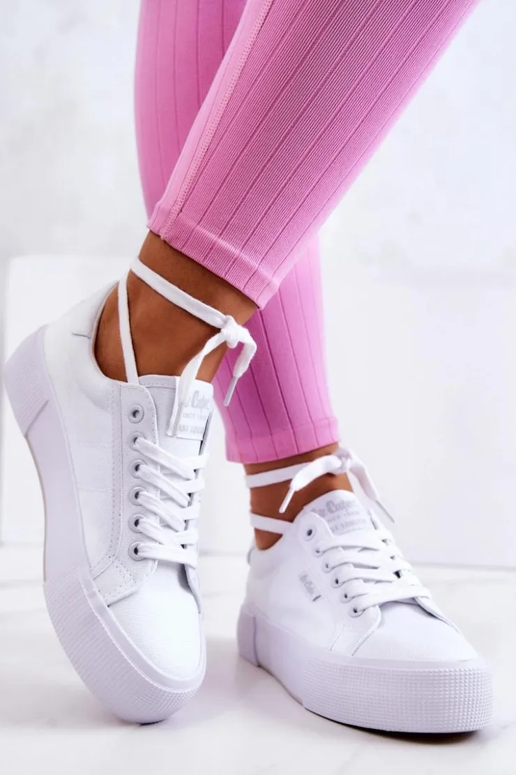 Lee Cooper Trampki Damskie Niskie*Tenisówki Na Platformie LCW-22-31-0884L Białe Biały