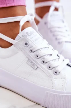 Lee Cooper Trampki Damskie Niskie*Tenisówki Na Platformie LCW-22-31-0884L Białe Biały