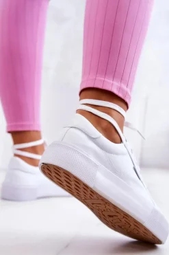 Lee Cooper Trampki Damskie Niskie*Tenisówki Na Platformie LCW-22-31-0884L Białe Biały