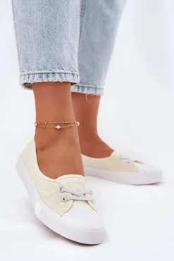 Damskie Lee Cooper Tenisówki Trampki Damskie Z Haftem LCW-25-31-3445L Beżowe