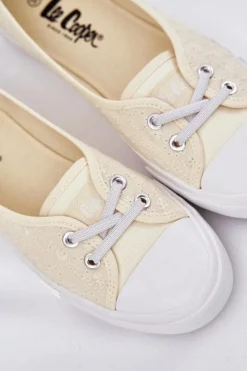 Damskie Lee Cooper Tenisówki Trampki Damskie Z Haftem LCW-25-31-3445L Beżowe