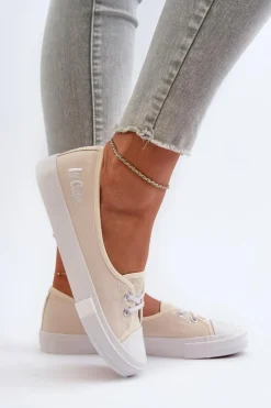 Best Lee Cooper Tenisówki Trampki Damskie LCW-24-31-2728 Beżowe